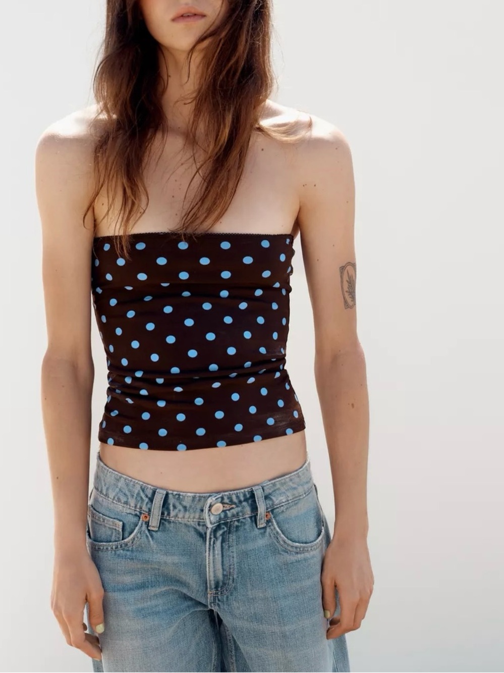 NWT ZARA POLKA DOT BANDEAU TOP